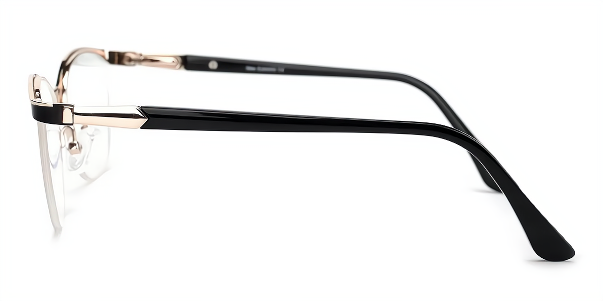 Black Browline Classic Thin Metal Eyeglasses