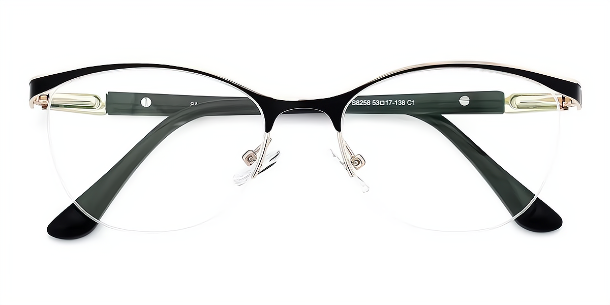 Black Browline Classic Thin Metal Eyeglasses