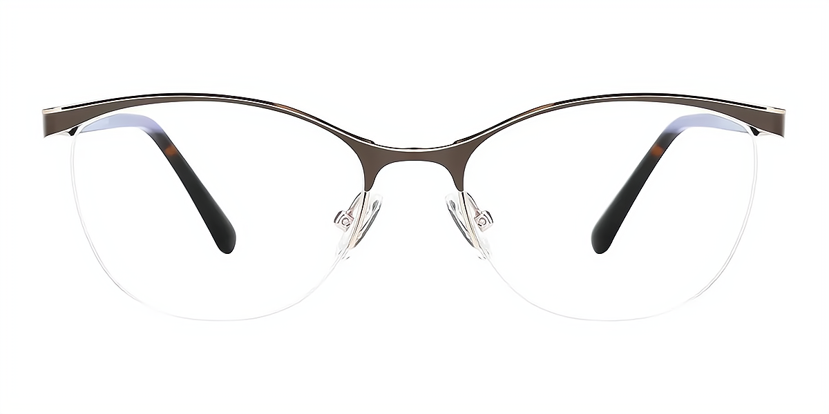 Brown Browline Classic Thin Metal Eyeglasses