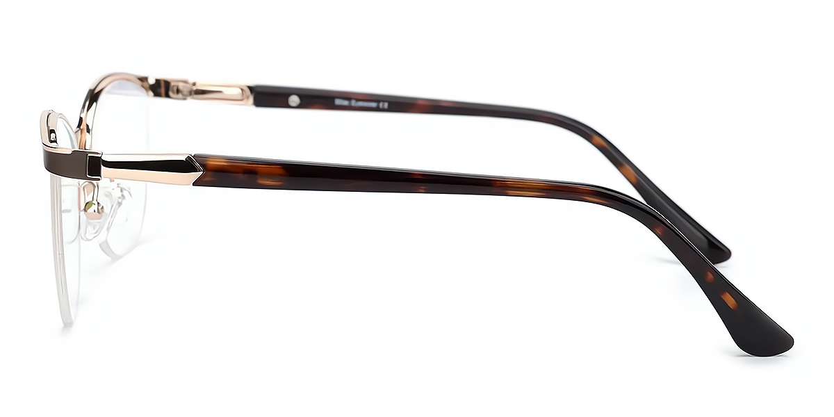 Brown Browline Classic Thin Metal Eyeglasses
