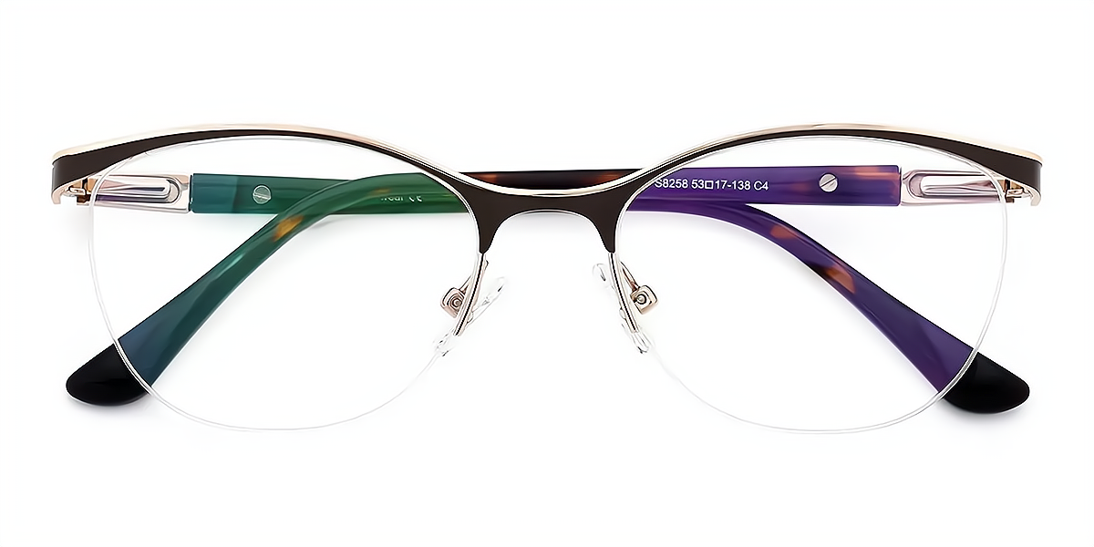Brown Browline Classic Thin Metal Eyeglasses