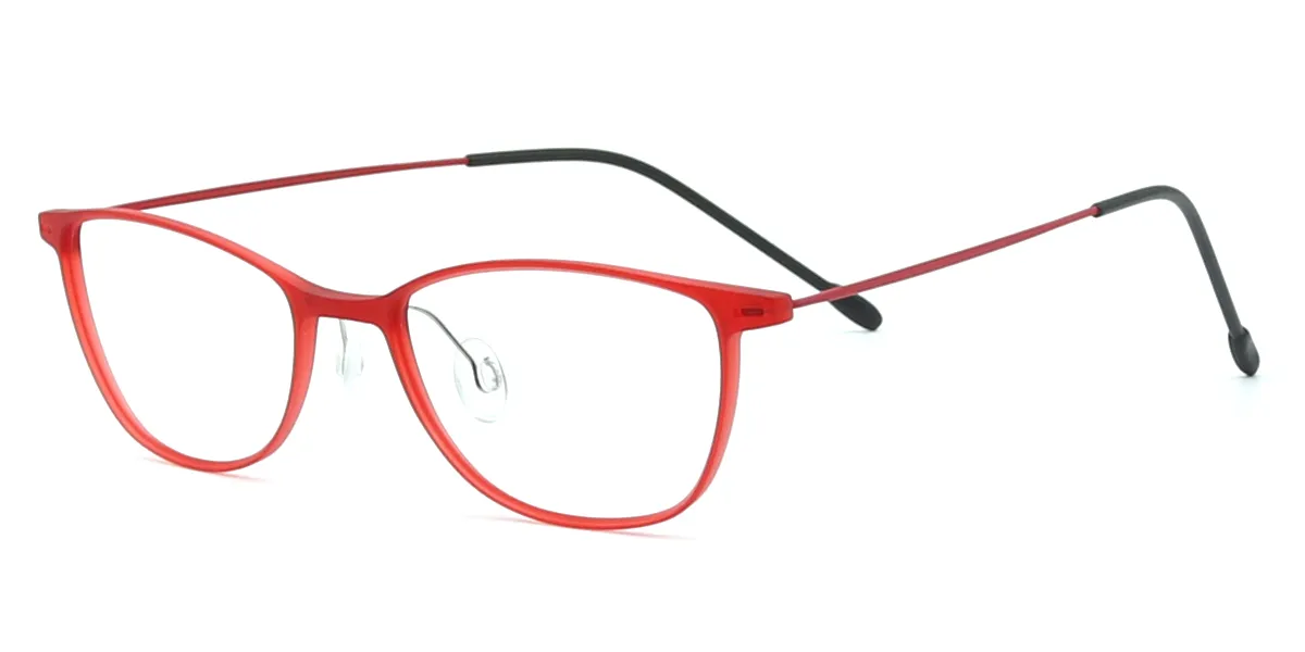 Red Rectangle Simple Lightweight TR90 Eyeglasses