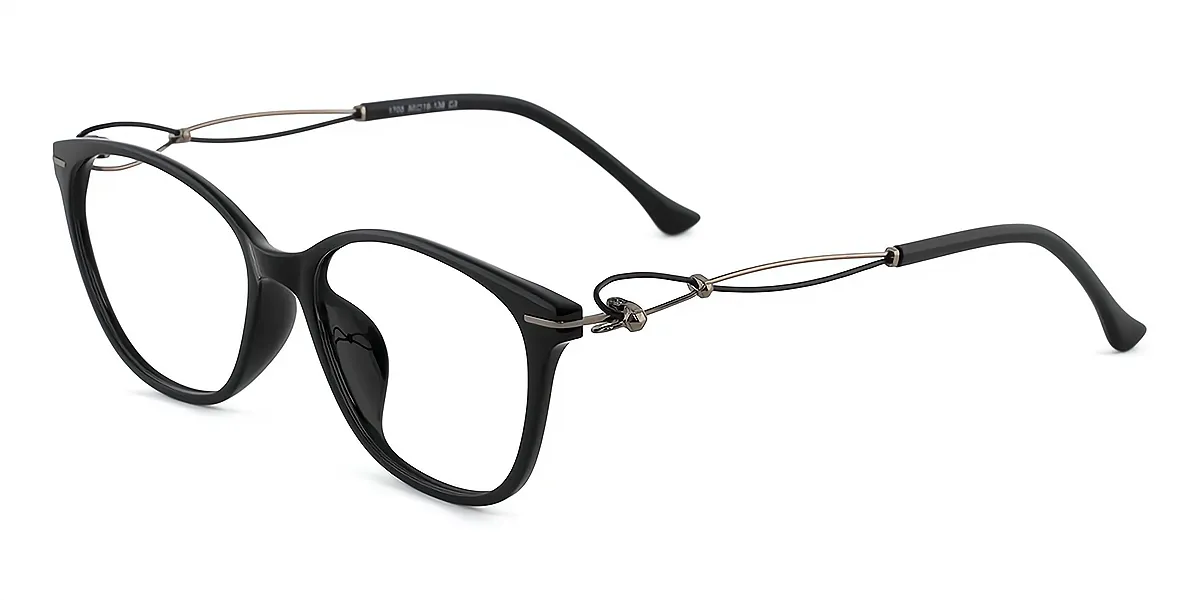 Black Cat Eye Retro Exquisite Metal Eyeglasses
