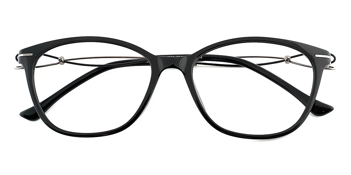 Black Cat Eye Retro Exquisite Metal Eyeglasses