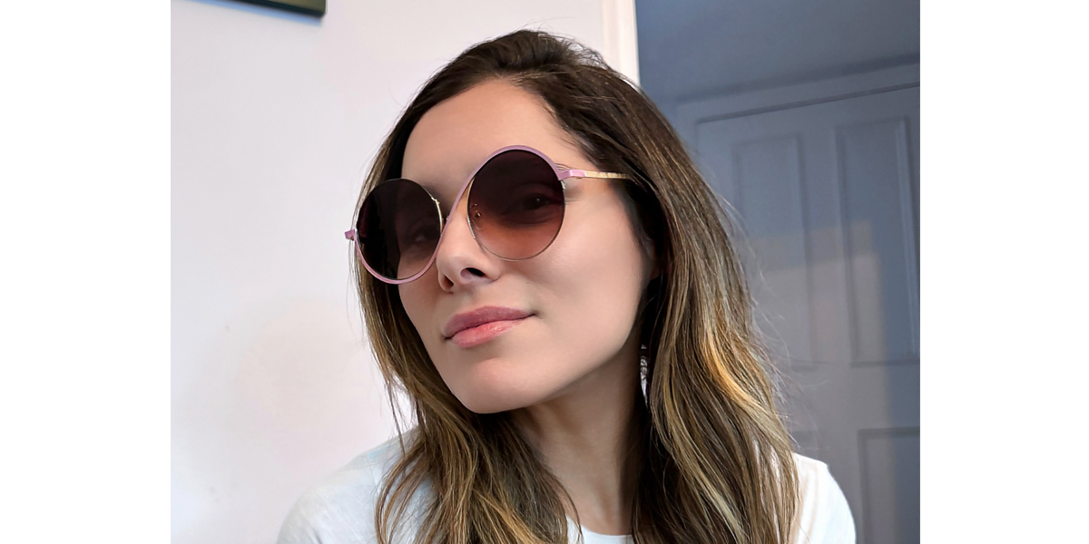 Pink Round Exquisite Metal Eyeglasses