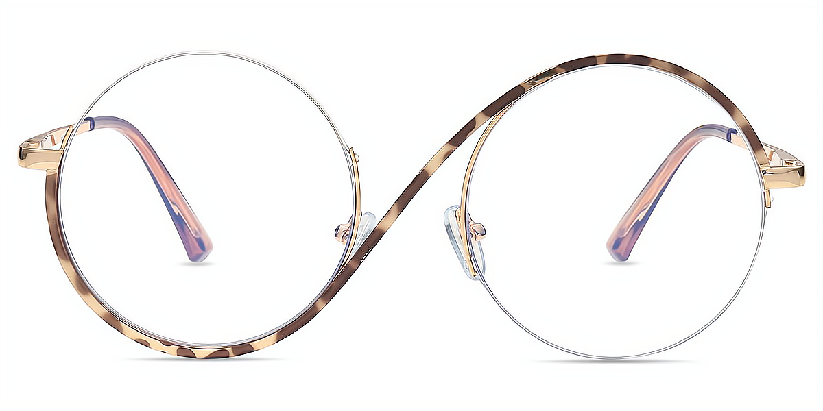 Tortoise Round Exquisite Metal Eyeglasses