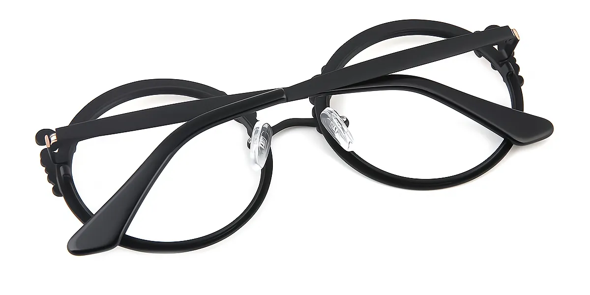 Black Round Unique Metal Eyeglasses