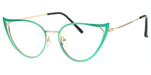 Cateye Gorgeous Full-rim Metal Large Glasses