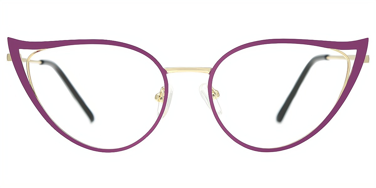 Purple Cat Eye Chic Unique Metal Eyeglasses