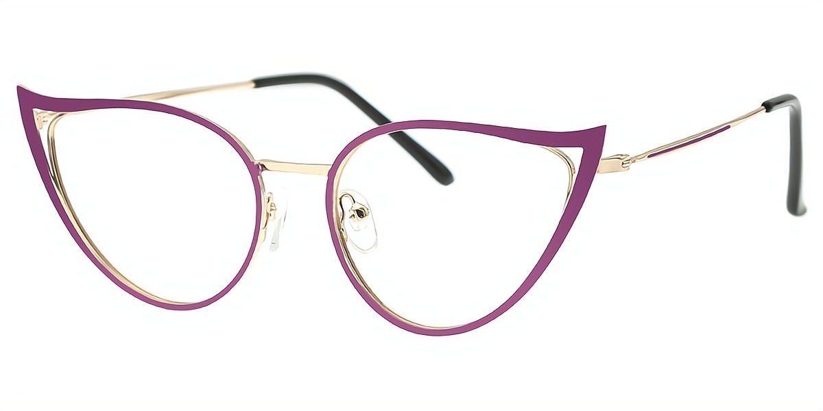Purple Cat Eye Chic Unique Metal Eyeglasses