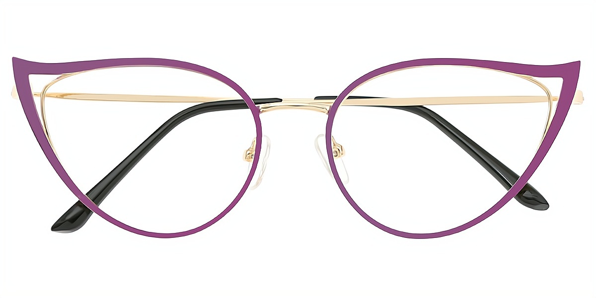 Purple Cat Eye Chic Unique Metal Eyeglasses