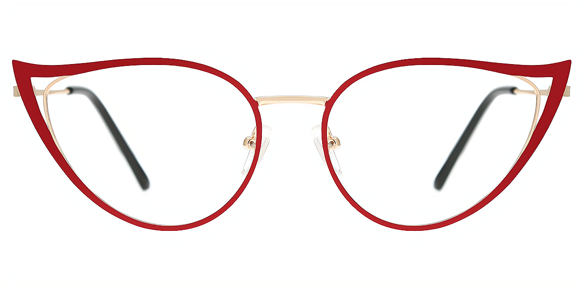 Red Cat Eye Chic Unique Metal Eyeglasses