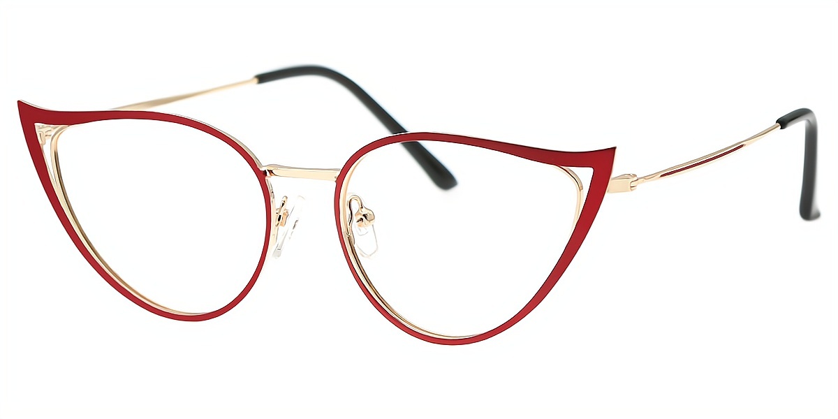 Red Cat Eye Chic Unique Metal Eyeglasses