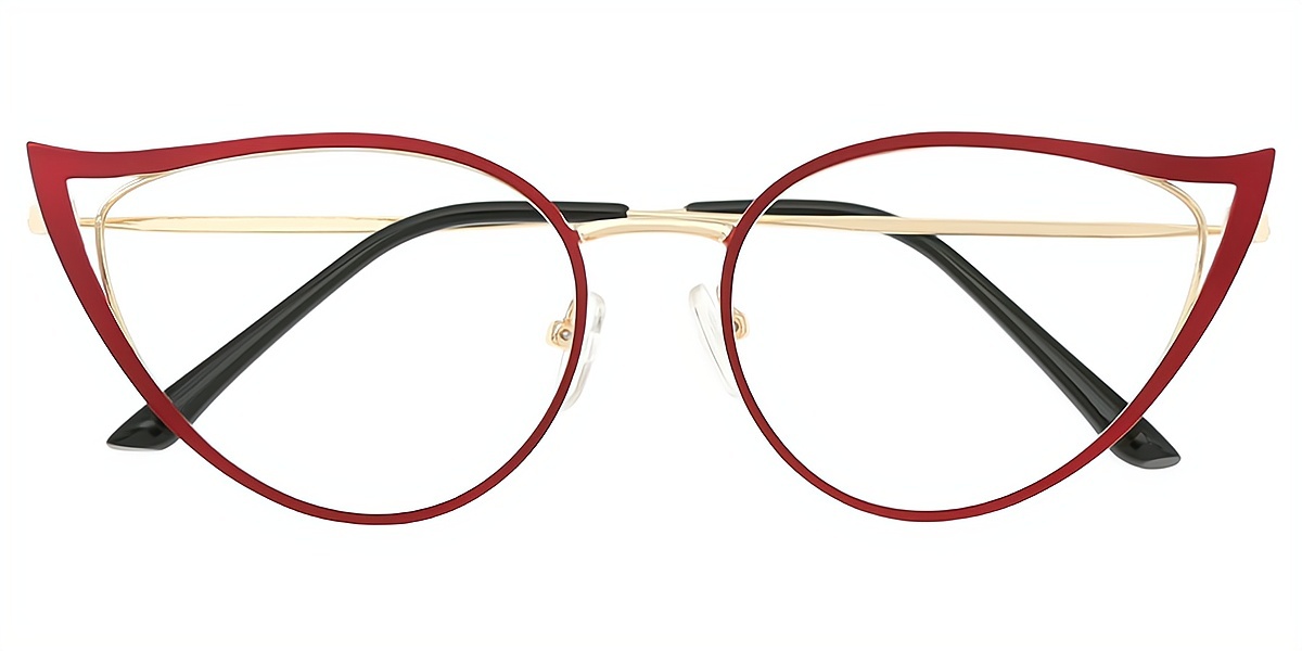 Red Cat Eye Chic Unique Metal Eyeglasses