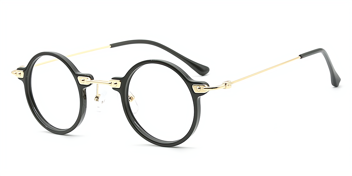 Finney Black Oval Retro Mixed Materials Eyeglasses | Muukal.com