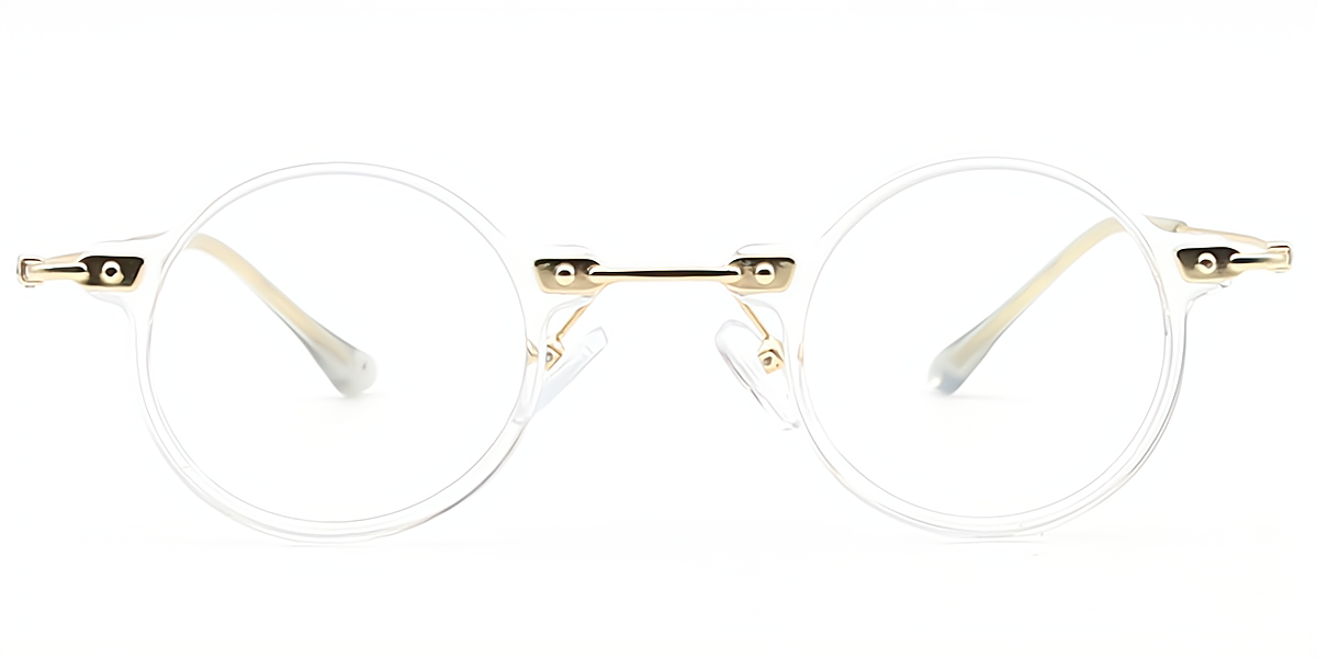 Clear Oval Retro Mixed Materials Eyeglasses