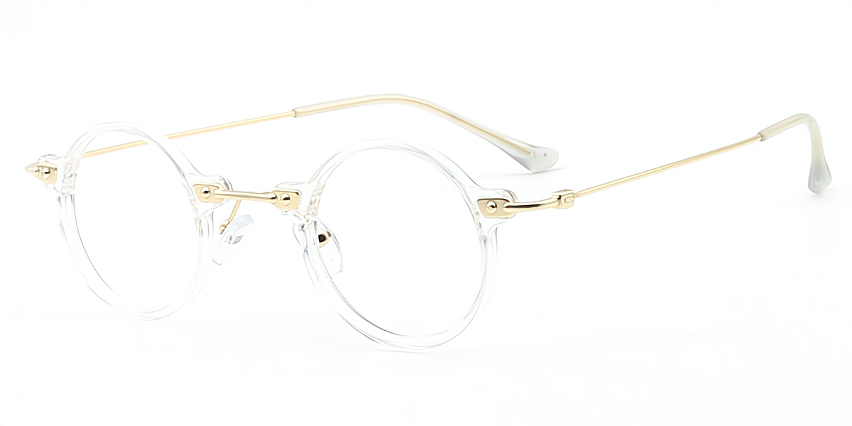 Clear Oval Retro Mixed Materials Eyeglasses