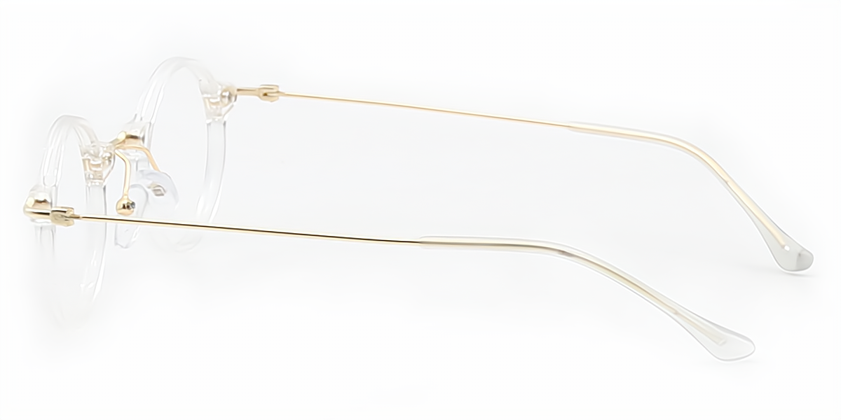 Clear Oval Retro Mixed Materials Eyeglasses