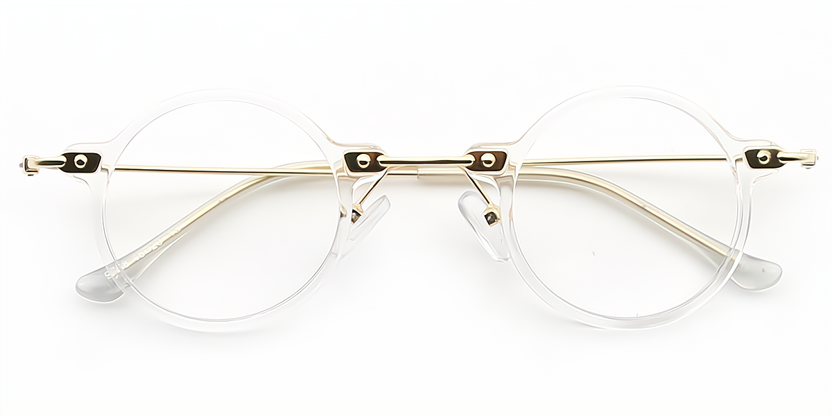Clear Oval Retro Mixed Materials Eyeglasses