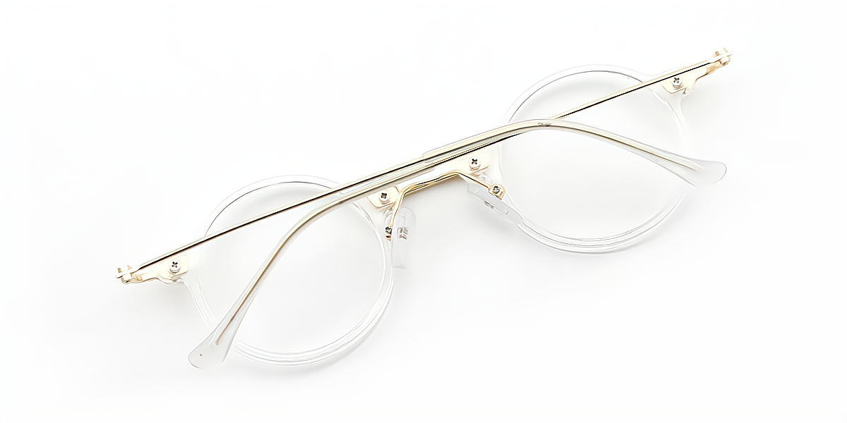 Clear Oval Retro Mixed Materials Eyeglasses