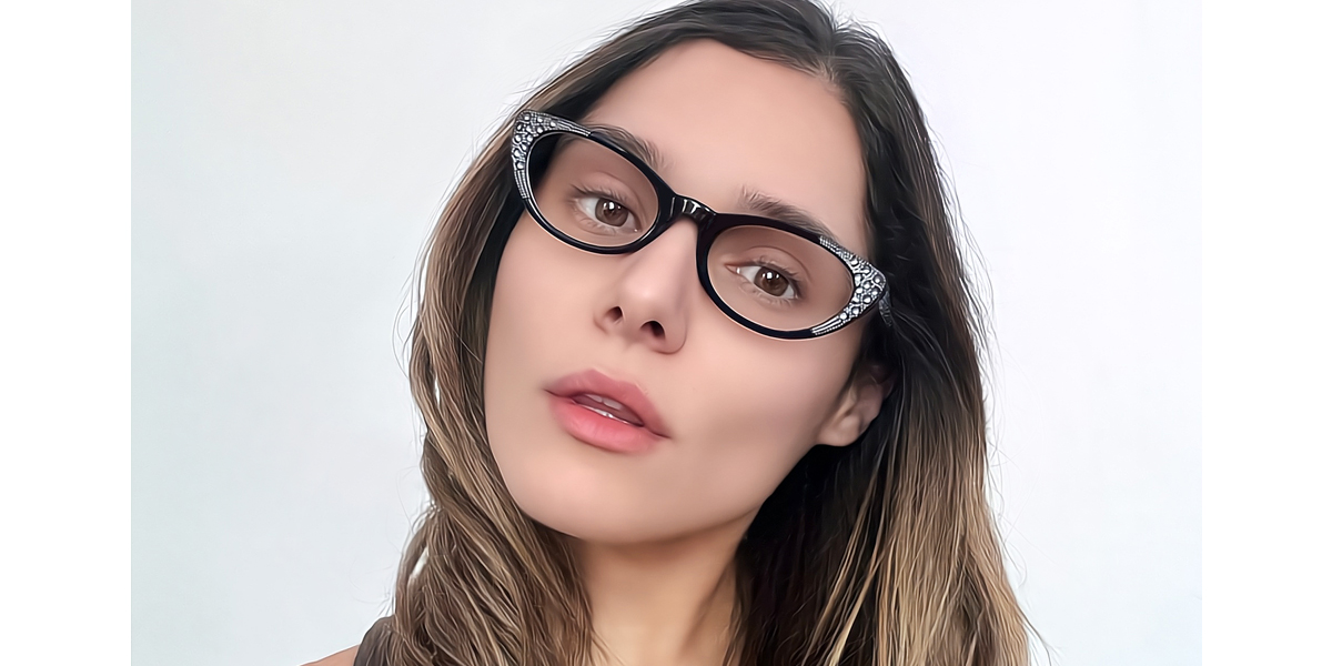 Black Cat Eye Unique Plastic Eyeglasses
