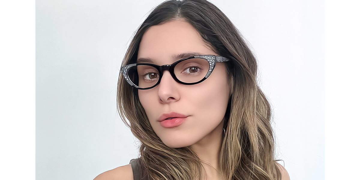 Black Cat Eye Unique Plastic Eyeglasses