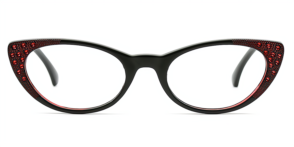Red Cat Eye Unique Plastic Eyeglasses