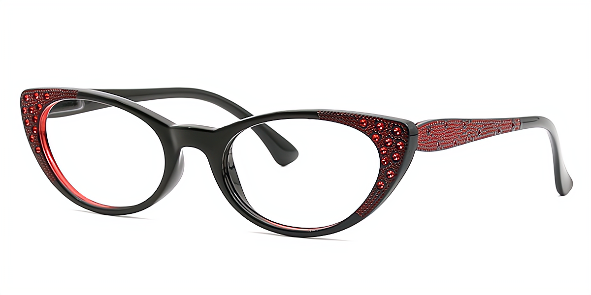 Red Cat Eye Unique Plastic Eyeglasses