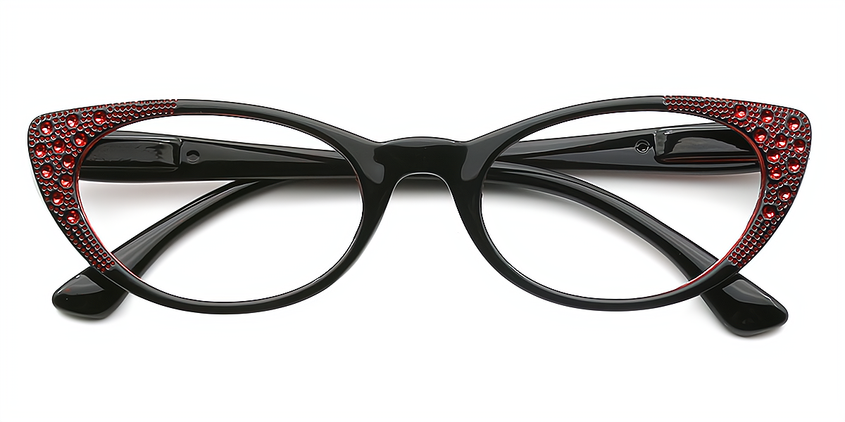 Red Cat Eye Unique Plastic Eyeglasses