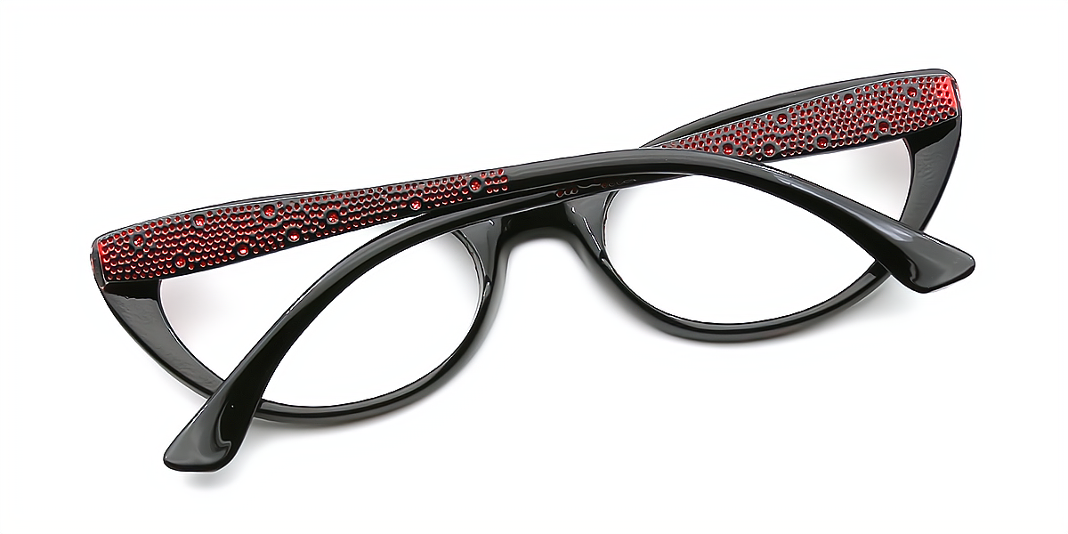 Red Cat Eye Unique Plastic Eyeglasses
