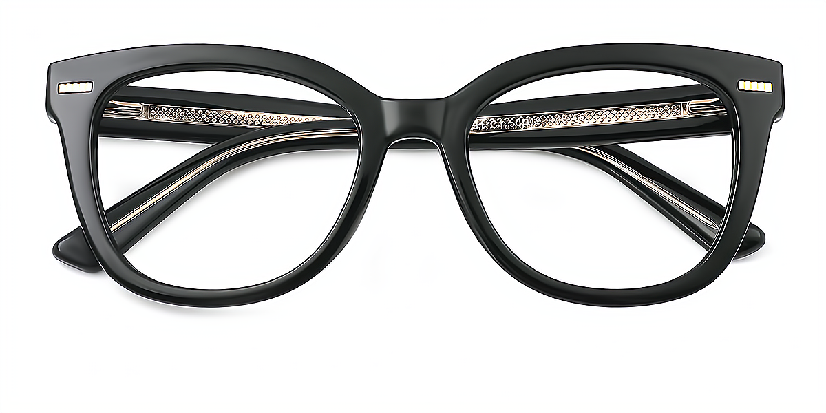 Black Rectangle Chic Acetate Eyeglasses