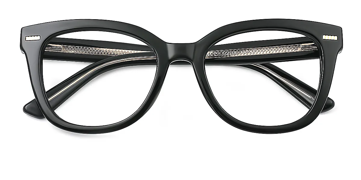 Black Rectangle Chic Acetate Eyeglasses