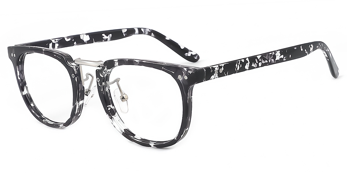 Black White Rectangle Classic TR90 Eyeglasses