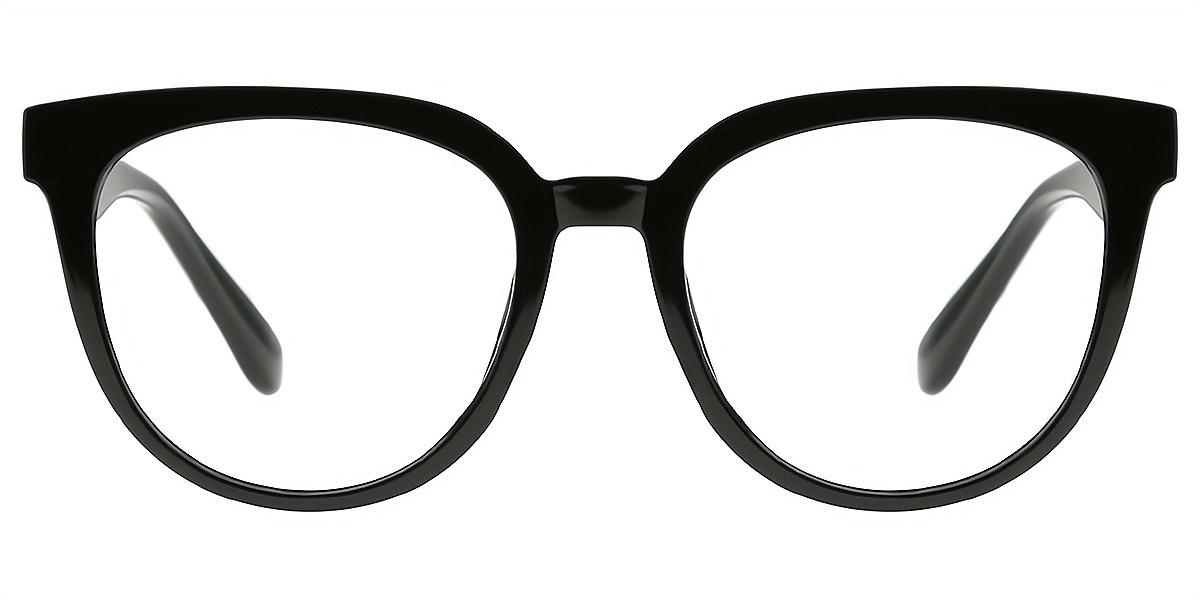 Black Oval Chic Oversized Plastic Eyeglasses
