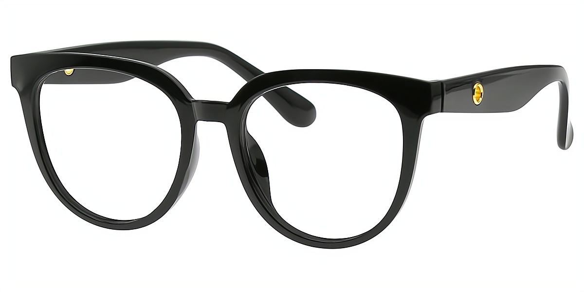 Black Oval Chic Oversized Plastic Eyeglasses