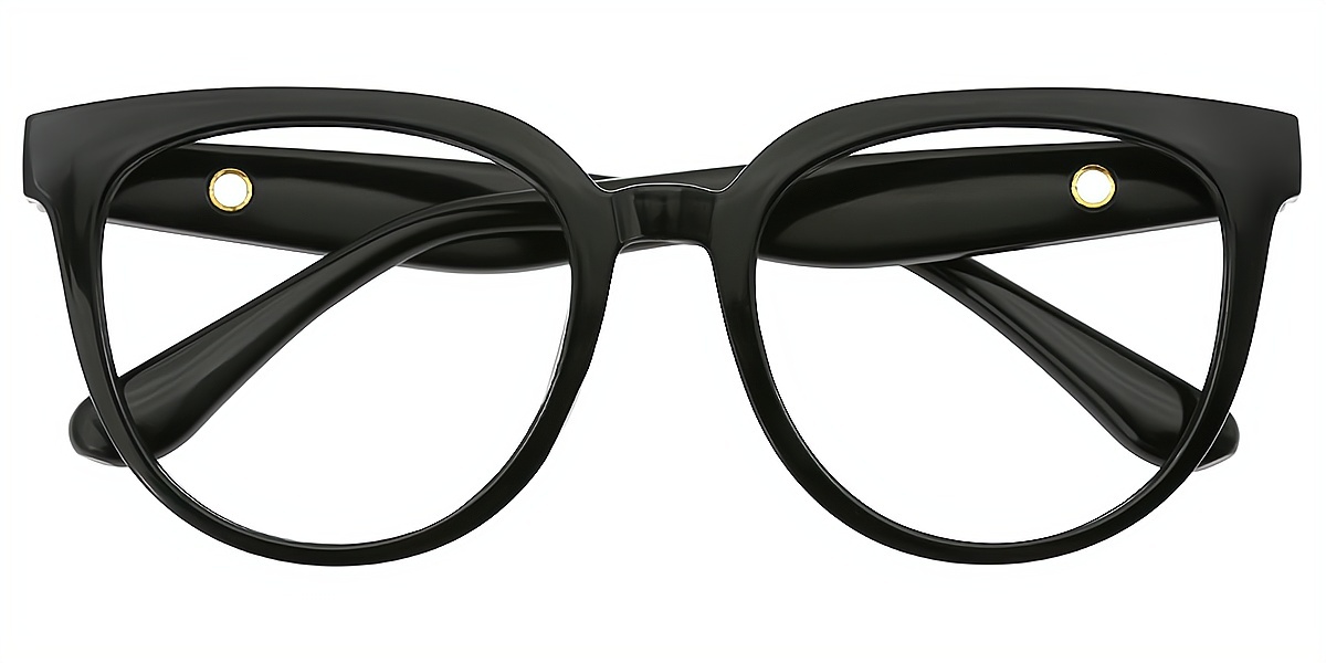 Black Oval Chic Oversized Plastic Eyeglasses
