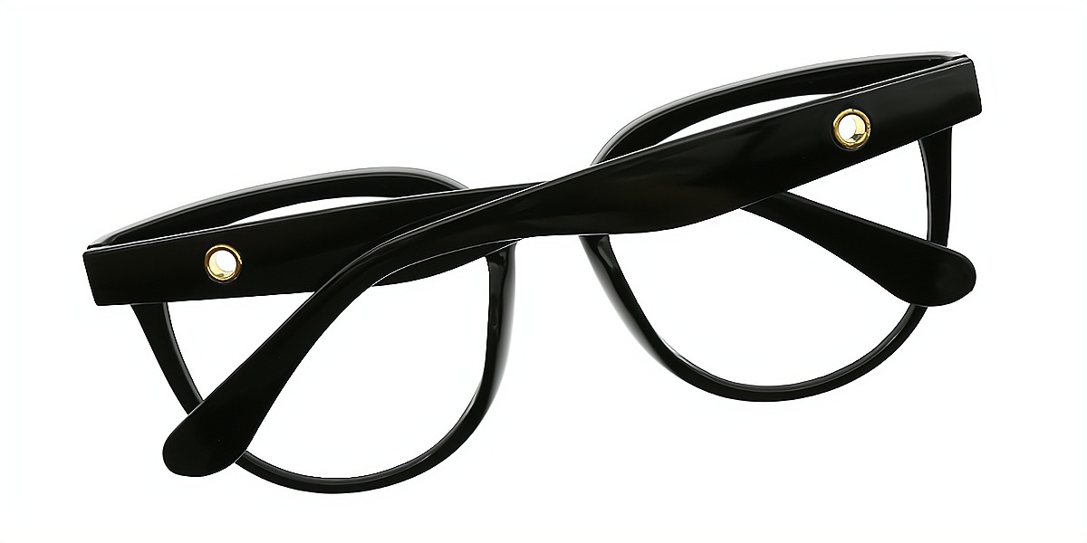 Black Oval Chic Oversized Plastic Eyeglasses