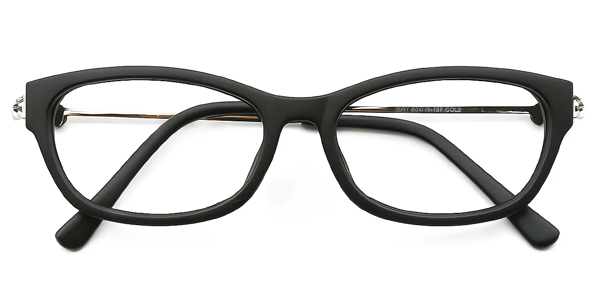 Black Rectangle Exquisite Mixed Materials Eyeglasses