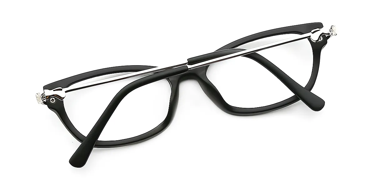 Black Rectangle Exquisite Mixed Materials Eyeglasses