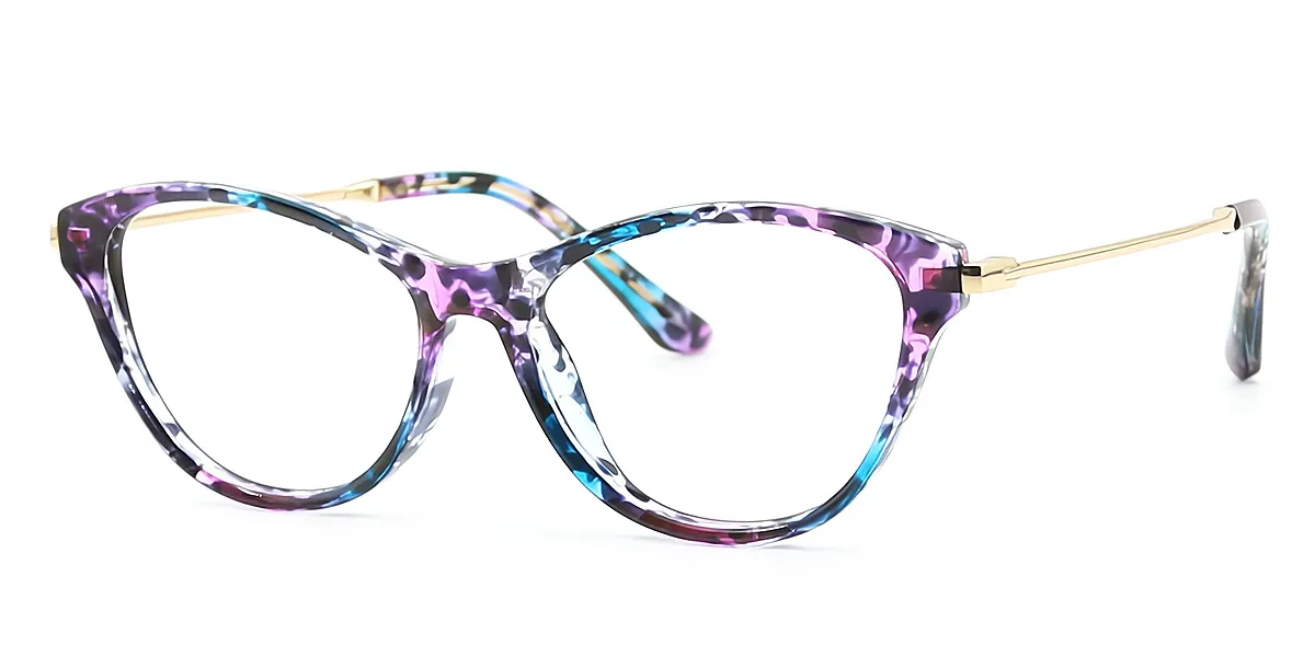 Floral Cat Eye Exquisite Mixed Materials Eyeglasses