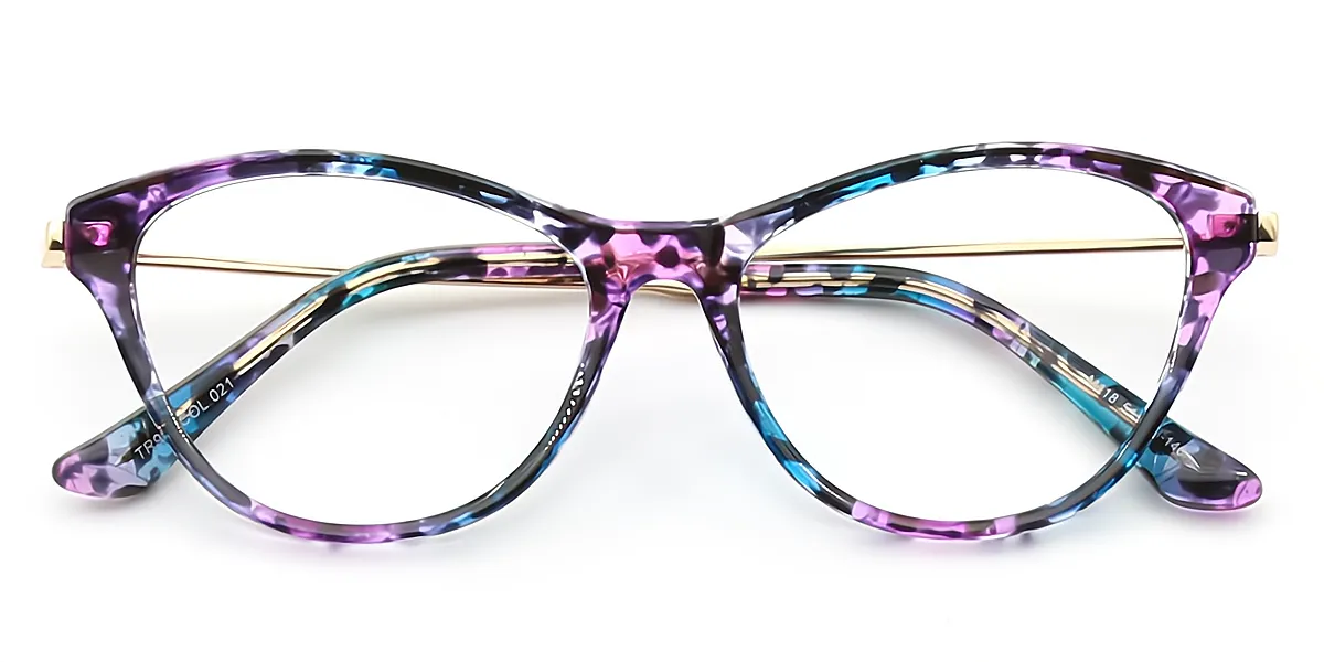 Floral Cat Eye Exquisite Mixed Materials Eyeglasses