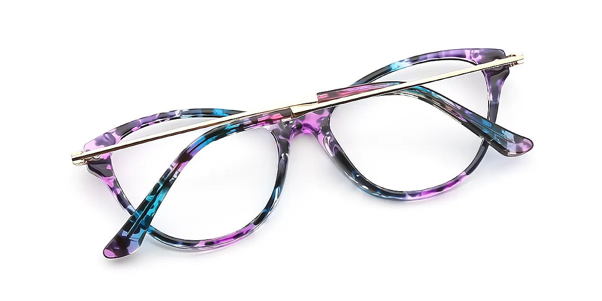 Floral Cat Eye Exquisite Mixed Materials Eyeglasses