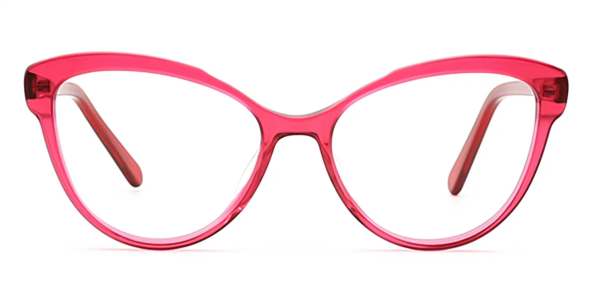 Red Cat Eye Geek-Chic Horn Acetate Eyeglasses