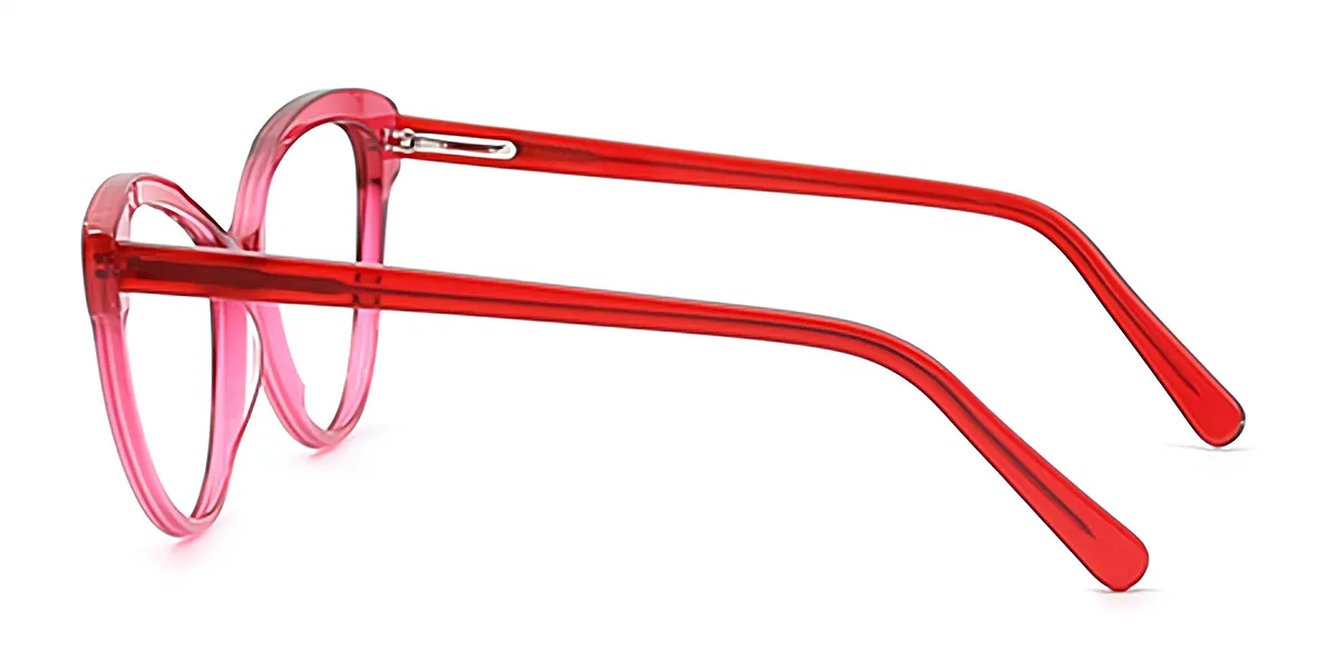 Red Cat Eye Geek-Chic Horn Acetate Eyeglasses