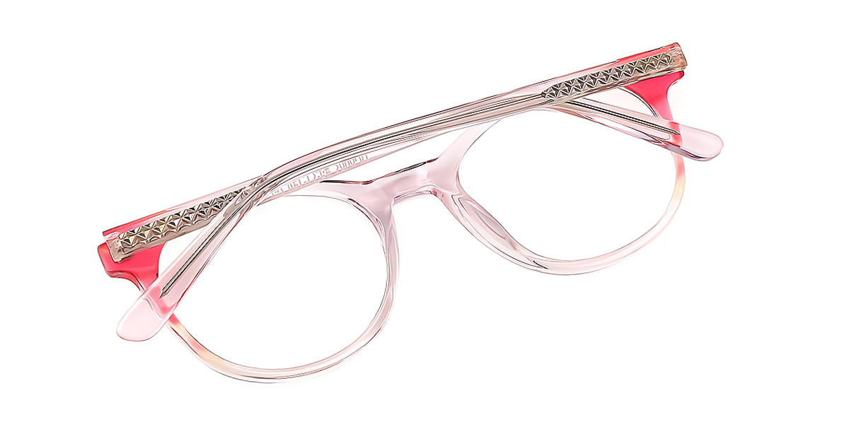 Pink Oval Exquisite Horn Acetate Eyeglasses