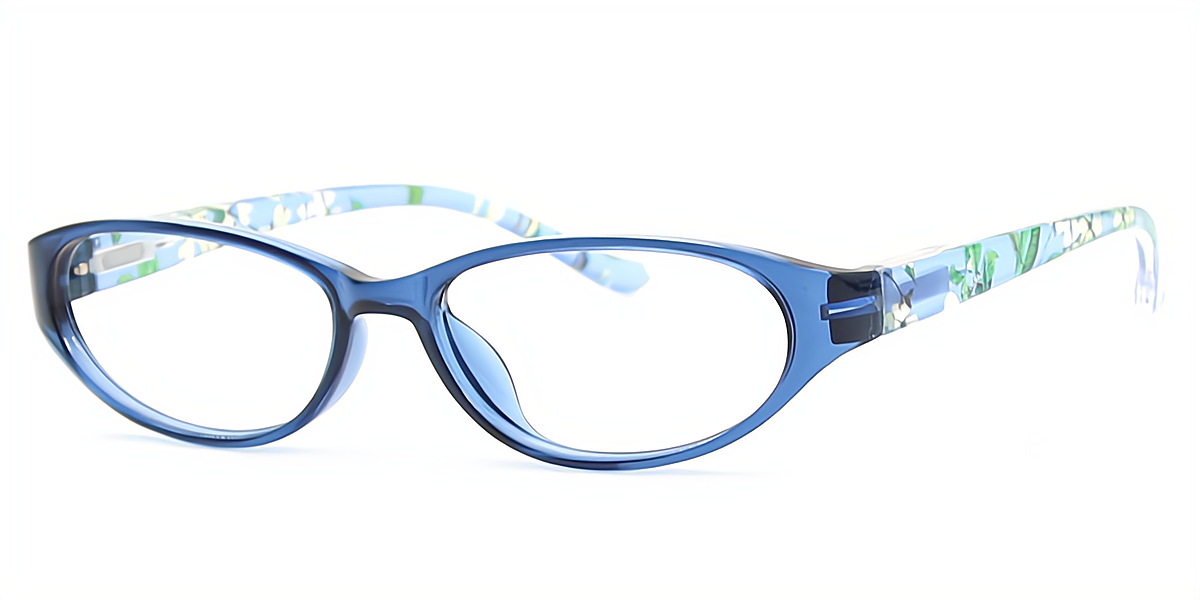 Blue Oval Retro Plastic Eyeglasses