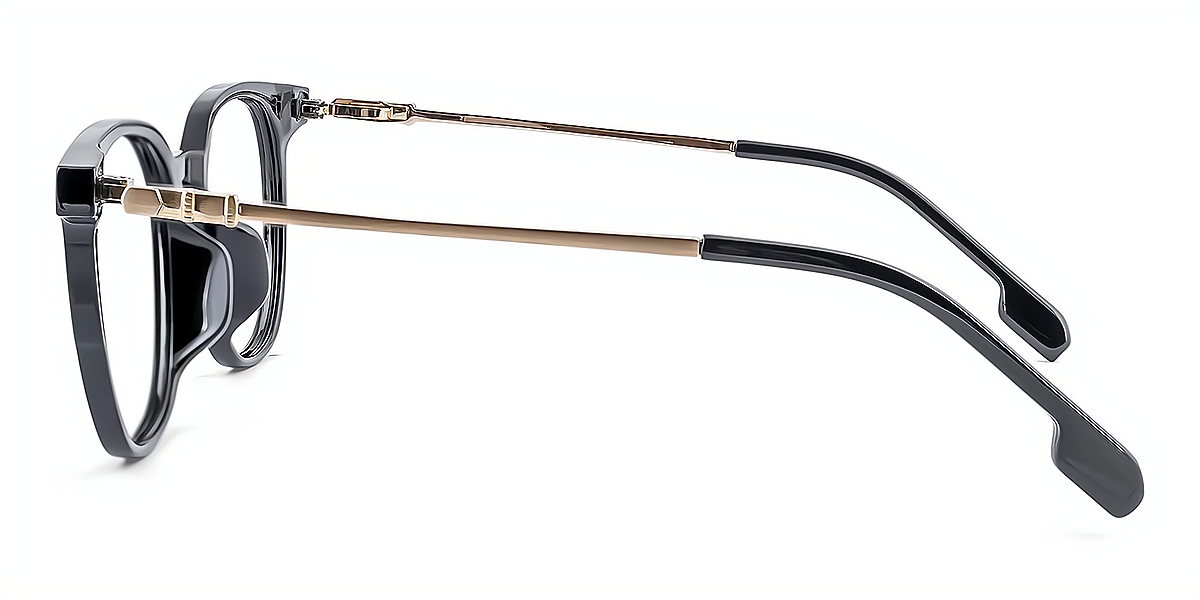 Black Oval Classic Horn Titanium Eyeglasses