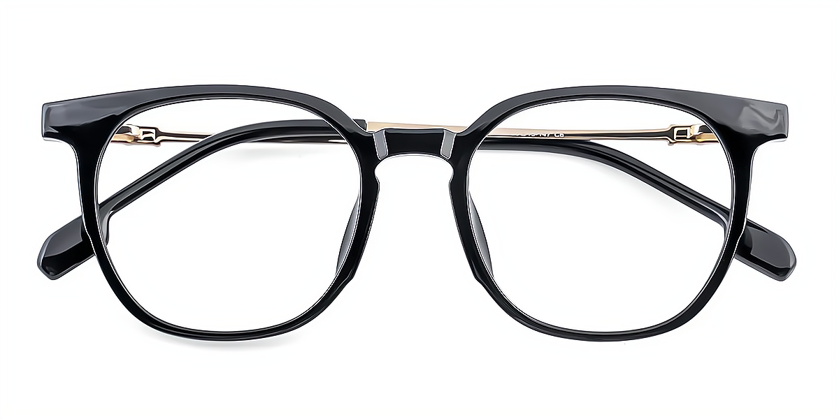 Black Oval Classic Horn Titanium Eyeglasses