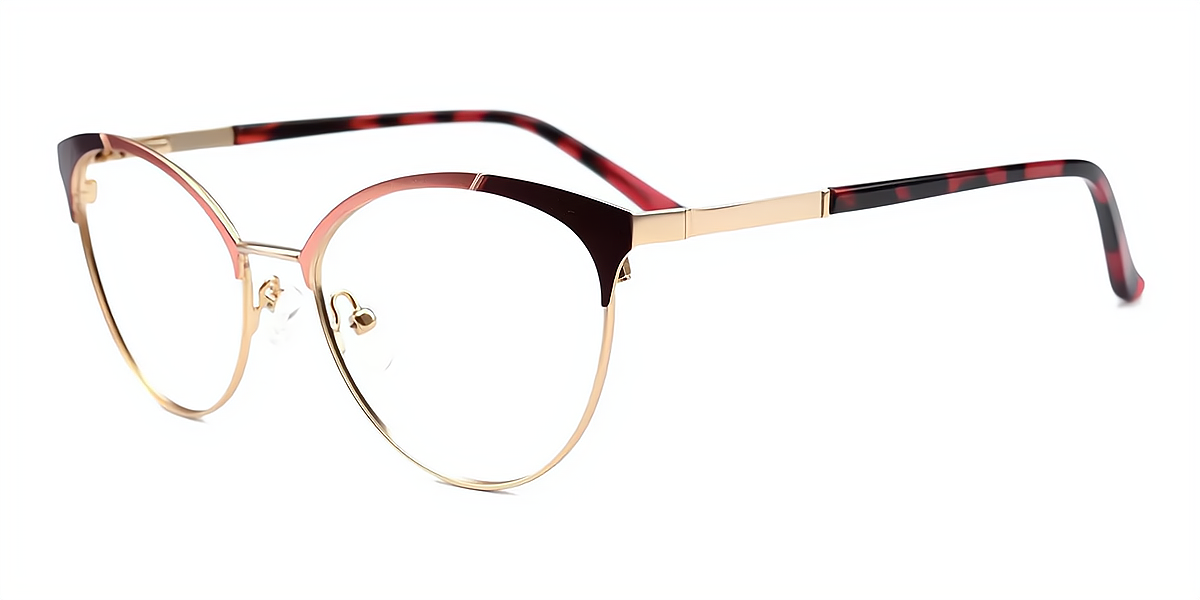 Red Mix Cat Eye Unique Metal Eyeglasses