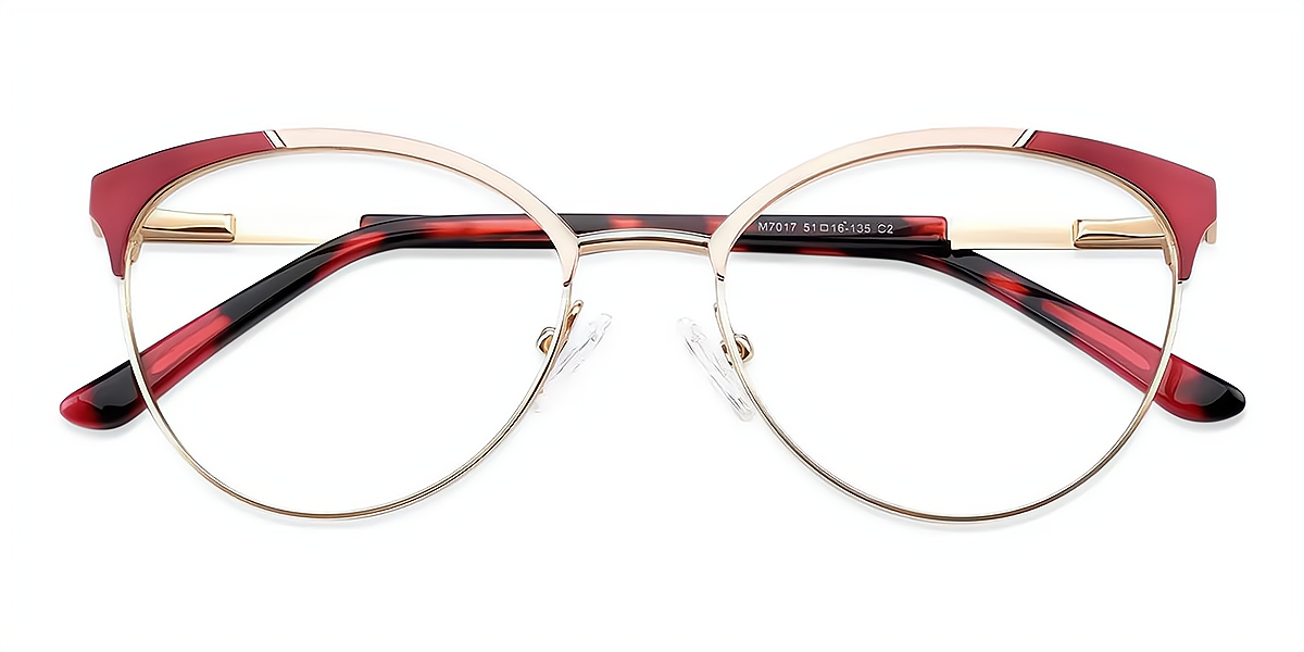 Red Mix Cat Eye Unique Metal Eyeglasses
